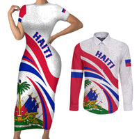 Haiti Independence Anniversary Couples Matching Short Sleeve Bodycon Dress and Long Sleeve Button Shirt Ayiti Basic Style LT7 - Wonder Print Shop