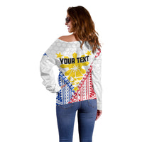 Personalised Philippines Mix Guam Off Shoulder Sweater Filipino Flag Style - Wonder Print Shop