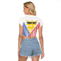 Personalised Philippines Mix Guam Raglan Cropped T Shirt Filipino Flag Style - Wonder Print Shop