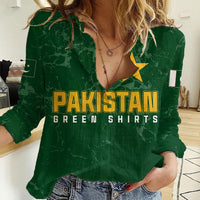 Personalised Pakistan Women Cricket Women Casual Shirt Marble Patterns - Wonder Print Shop