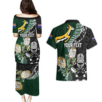 Custom South Africa Mix New Zealand Rugby 2023 Couples Matching Puletasi Dress and Hawaiian Shirt World Cup Greatest Rivalry LT7 - Wonder Print Shop