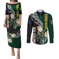 Custom South Africa Mix New Zealand Rugby 2023 Couples Matching Puletasi Dress and Long Sleeve Button Shirt World Cup Greatest Rivalry LT7 - Wonder Print Shop