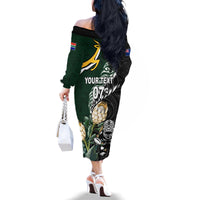 Custom South Africa Mix New Zealand Rugby 2023 Family Matching Off Shoulder Long Sleeve Dress and Hawaiian Shirt World Cup Greatest Rivalry - Wonder Print Shop