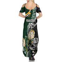Custom South Africa Mix New Zealand Rugby 2023 Family Matching Summer Maxi Dress and Hawaiian Shirt World Cup Greatest Rivalry - Wonder Print Shop