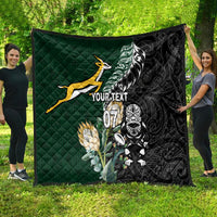 Custom South Africa Mix New Zealand Rugby 2023 Quilt World Cup Greatest Rivalry - Wonder Print Shop