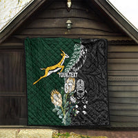 Custom South Africa Mix New Zealand Rugby 2023 Quilt World Cup Greatest Rivalry - Wonder Print Shop