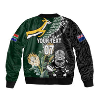 Custom South Africa Mix New Zealand Rugby 2023 Sleeve Zip Bomber Jacket World Cup Greatest Rivalry - Wonder Print Shop