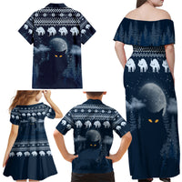 Yule Cat Christmas Family Matching Off Shoulder Maxi Dress and Hawaiian Shirt Jolakotturinn Snowy Night LT7 - Wonder Print Shop