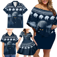 Yule Cat Christmas Family Matching Off Shoulder Short Dress and Hawaiian Shirt Jolakotturinn Snowy Night LT7 - Wonder Print Shop
