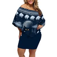 Yule Cat Christmas Family Matching Off Shoulder Short Dress and Hawaiian Shirt Jolakotturinn Snowy Night LT7 - Wonder Print Shop