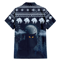 Yule Cat Christmas Family Matching Short Sleeve Bodycon Dress and Hawaiian Shirt Jolakotturinn Snowy Night - Wonder Print Shop