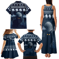 Yule Cat Christmas Family Matching Tank Maxi Dress and Hawaiian Shirt Jolakotturinn Snowy Night - Wonder Print Shop