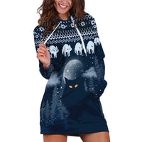 Yule Cat Christmas Hoodie Dress Jolakotturinn Snowy Night - Wonder Print Shop