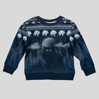 Yule Cat Christmas Kid Ugly Christmas Sweater Jolakotturinn Snowy Night - Wonder Print Shop