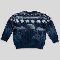 Yule Cat Christmas Kid Ugly Christmas Sweater Jolakotturinn Snowy Night - Wonder Print Shop