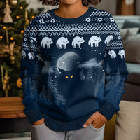 Yule Cat Christmas Kid Ugly Christmas Sweater Jolakotturinn Snowy Night - Wonder Print Shop