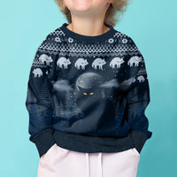 Yule Cat Christmas Kid Ugly Christmas Sweater Jolakotturinn Snowy Night - Wonder Print Shop