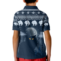 Yule Cat Christmas Kid Polo Shirt Jolakotturinn Snowy Night - Wonder Print Shop