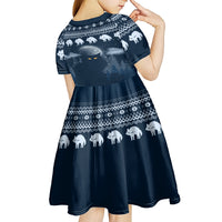 Yule Cat Christmas Kid Short Sleeve Dress Jolakotturinn Snowy Night - Wonder Print Shop