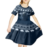 Yule Cat Christmas Kid Short Sleeve Dress Jolakotturinn Snowy Night - Wonder Print Shop