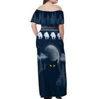 Yule Cat Christmas Off Shoulder Maxi Dress Jolakotturinn Snowy Night - Wonder Print Shop
