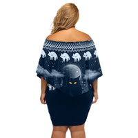 Yule Cat Christmas Off Shoulder Short Dress Jolakotturinn Snowy Night - Wonder Print Shop