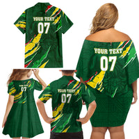 Custom Senegal Football Family Matching Off Shoulder Short Dress and Hawaiian Shirt Nations Cup 2024 Tranga Lions LT7 - Wonder Print Shop
