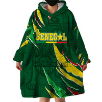 Custom Senegal Football Wearable Blanket Hoodie Nations Cup 2024 Tranga Lions - Wonder Print Shop