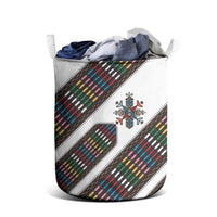 Habesha Kemis Inspired Tilet Pattern Laundry Basket White