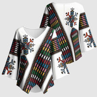 Habesha Kemis Inspired Tilet Pattern Kimono Sleeve Blouse White