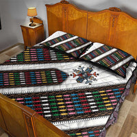 Habesha Kemis Inspired Tilet Pattern Quilt Bed Set White