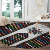 Habesha Kemis Inspired Tilet Pattern Round Carpet White