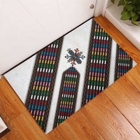 Habesha Kemis Inspired Tilet Pattern Rubber Doormat White