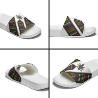 Habesha Kemis Inspired Tilet Pattern Slide Sandals White