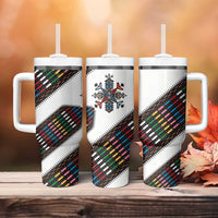 Habesha Kemis Inspired Tilet Pattern Tumbler With Handle White