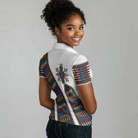 Habesha Kemis Inspired Tilet Pattern Women Polo Shirt White