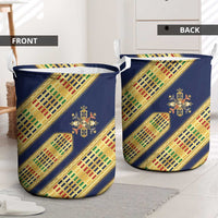 Habesha Kemis Inspired Tilet Pattern Laundry Basket Royal Blue - Gold
