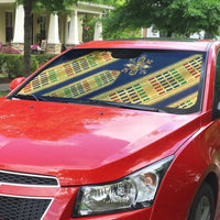 Habesha Kemis Inspired Tilet Pattern Auto Sun Shade Royal Blue - Gold