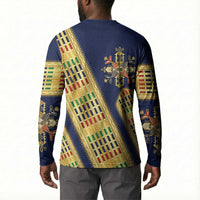 Habesha Kemis Inspired Tilet Pattern Button Sweatshirt Royal Blue - Gold