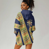 Habesha Kemis Inspired Tilet Pattern Hoodie Dress Royal Blue - Gold