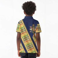 Habesha Kemis Inspired Tilet Pattern Kid Polo Shirt Royal Blue - Gold