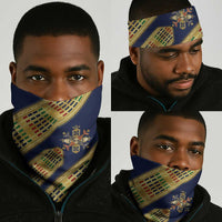Habesha Kemis Inspired Tilet Pattern Neck Gaiter Royal Blue - Gold
