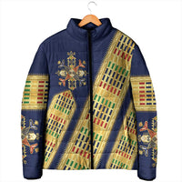 Habesha Kemis Inspired Tilet Pattern Padded Jacket Royal Blue - Gold