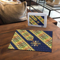 Habesha Kemis Inspired Tilet Pattern Puzzle Royal Blue - Gold