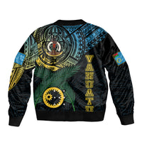 Personalised Vanuatu Sleeve Zip Bomber Jacket Turtle Chest Tattoo Flag Color - Sanma - Wonder Print Shop