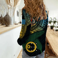 Personalised Vanuatu Women Casual Shirt Turtle Chest Tattoo Flag Color - Sanma - Wonder Print Shop