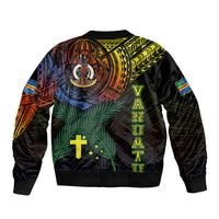 Personalised Vanuatu Bomber Jacket Turtle Chest Tattoo Flag Color - Tafea LT7 - Wonder Print Shop