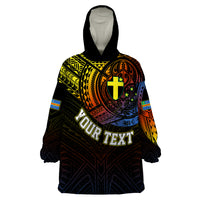 Personalised Vanuatu Wearable Blanket Hoodie Turtle Chest Tattoo Flag Color - Tafea - Wonder Print Shop
