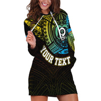 Personalised Vanuatu Hoodie Dress Turtle Chest Tattoo Flag Color - Torba - Wonder Print Shop