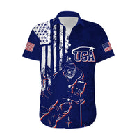 Personalised USA Ice Hockey Hawaiian Shirt Flag Grunge Style - Wonder Print Shop